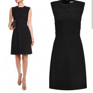Tory Burch Roberta crochet inset knit dress Black XS